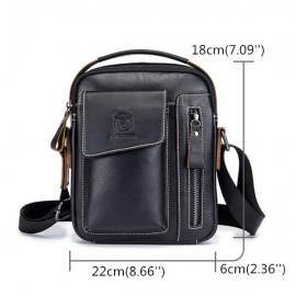 Bullcaptain Genuine Leather Business Messenger Bag  Vintage Crossbody Bag For Men