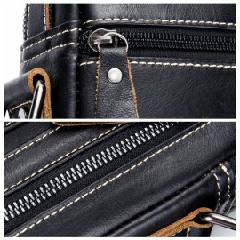 Bullcaptain Genuine Leather Business Messenger Bag  Vintage Crossbody Bag For Men