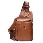 Bullcaptain Men Business Genuine Leather Casual Outdoor Chest Crossbody Bag Shoulder Bag