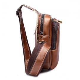 Bullcaptain Men Business Genuine Leather Casual Outdoor Chest Crossbody Bag Shoulder Bag