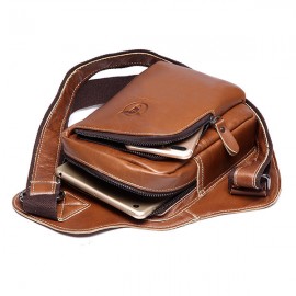 Bullcaptain Men Business Genuine Leather Casual Outdoor Chest Crossbody Bag Shoulder Bag