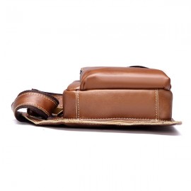 Bullcaptain Men Business Genuine Leather Casual Outdoor Chest Crossbody Bag Shoulder Bag