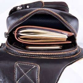 Bullcaptain Men Business Genuine Leather Casual Outdoor Chest Crossbody Bag Shoulder Bag