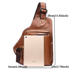 Bullcaptain Men Business Genuine Leather Casual Outdoor Chest Crossbody Bag Shoulder Bag