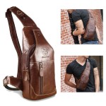 Bullcaptain Men Genuine Leather Business Casual Chest Bags Shoulder Crossbody Bag