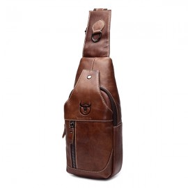 Bullcaptain Men Genuine Leather Business Casual Chest Bags Shoulder Crossbody Bag
