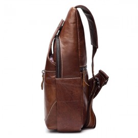 Bullcaptain Men Genuine Leather Business Casual Chest Bags Shoulder Crossbody Bag