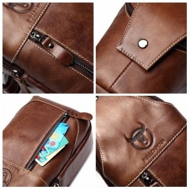 Bullcaptain Men Genuine Leather Business Casual Chest Bags Shoulder Crossbody Bag
