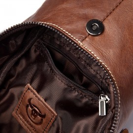 Bullcaptain Men Genuine Leather Business Casual Chest Bags Shoulder Crossbody Bag