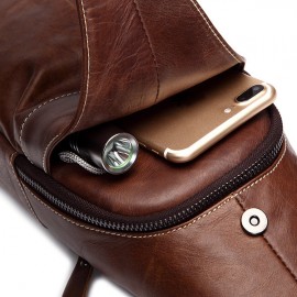 Bullcaptain Men Genuine Leather Business Casual Chest Bags Shoulder Crossbody Bag