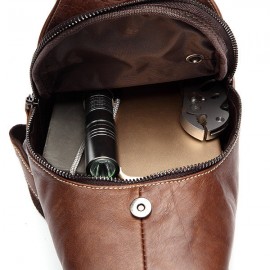 Bullcaptain Men Genuine Leather Business Casual Chest Bags Shoulder Crossbody Bag