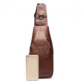 Bullcaptain Men Genuine Leather Business Casual Chest Bags Shoulder Crossbody Bag