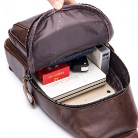 Bullcaptain Vintage Genuine Leather Large Capacity Chest Bag Sling Bag Crossbody Bag For Men