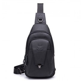 Bullcaptain Vintage Genuine Leather Large Capacity Chest Bag Sling Bag Crossbody Bag For Men