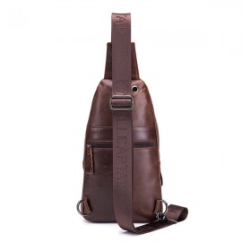 Bullcaptain Vintage Genuine Leather Large Capacity Chest Bag Sling Bag Crossbody Bag For Men
