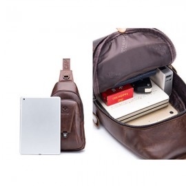 Bullcaptain Vintage Genuine Leather Large Capacity Chest Bag Sling Bag Crossbody Bag For Men