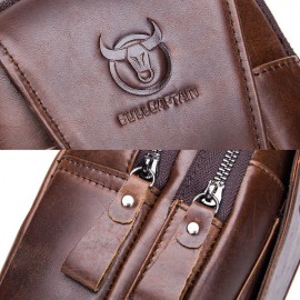 Bullcaptain Vintage Genuine Leather Large Capacity Chest Bag Sling Bag Crossbody Bag For Men