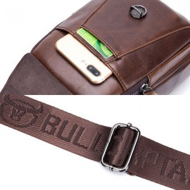 Bullcaptain Vintage Genuine Leather Large Capacity Chest Bag Sling Bag Crossbody Bag For Men