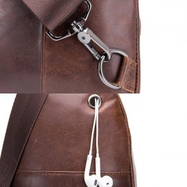 Bullcaptain Vintage Genuine Leather Large Capacity Chest Bag Sling Bag Crossbody Bag For Men