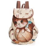 Canvas Casual Cartoon Cat Pattern School Bag Backpack Shoulder Bags Student Bags