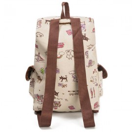 Canvas Casual Cartoon Cat Pattern School Bag Backpack Shoulder Bags Student Bags