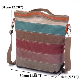 Canvas Contrast Color Striped Handbag Shoulder Bags Crossbody Bags For Women