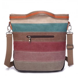 Canvas Contrast Color Striped Handbag Shoulder Bags Crossbody Bags For Women