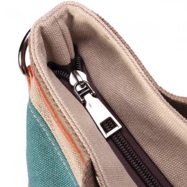 Canvas Contrast Color Striped Handbag Shoulder Bags Crossbody Bags For Women