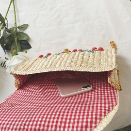 Cherry Fruit Cute Straw Beach Bag Shoulder Bag For Women