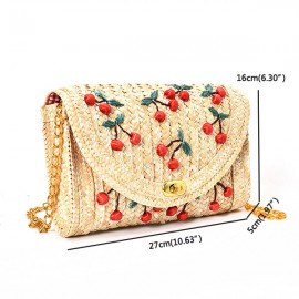Cherry Fruit Cute Straw Beach Bag Shoulder Bag For Women