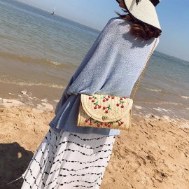 Cherry Fruit Cute Straw Beach Bag Shoulder Bag For Women