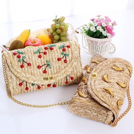 Cherry Fruit Cute Straw Beach Bag Shoulder Bag For Women