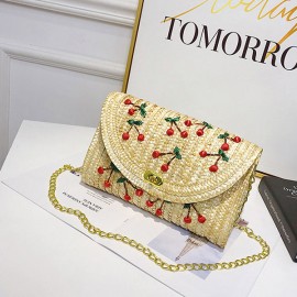 Cherry Fruit Cute Straw Beach Bag Shoulder Bag For Women