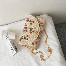 Cherry Fruit Cute Straw Beach Bag Shoulder Bag For Women