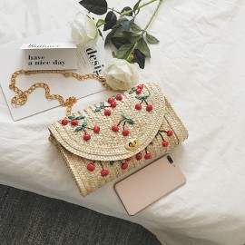 Cherry Fruit Cute Straw Beach Bag Shoulder Bag For Women