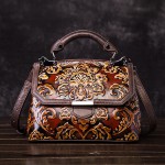 Cowhide Embroidery Handbags Vintage Craft Shoulder Crossbody Bags