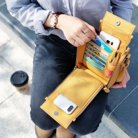 DREAME Women Solid Phone Bag 6 Card Holder Crossbody Bag