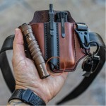 EDC Genuine Leather Multitool Flashlight Belt Sheath With Keychain
