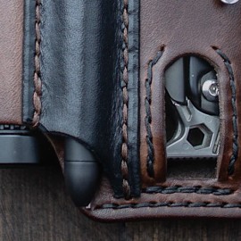 EDC Genuine Leather Multitool Flashlight Belt Sheath With Keychain Organizer