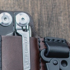 EDC Genuine Leather Multitool Flashlight Belt Sheath With Keychain Organizer