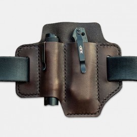 EDC Genuine Leather Multitool Flashlight Organizer Gear Sheath Waist Belt Bag