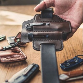 EDC Genuine Leather Multitool Flashlight Organizer Gear Sheath Waist Belt Bag