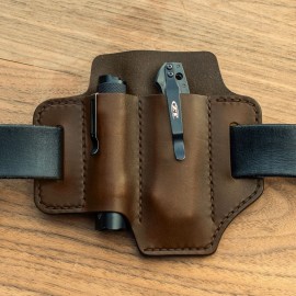 EDC Genuine Leather Multitool Flashlight Organizer Gear Sheath Waist Belt Bag