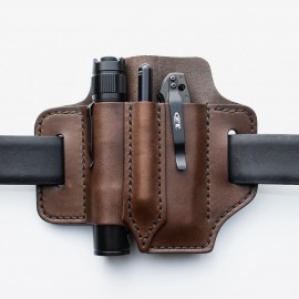 EDC Genuine Leather Multitool Flashlight Pen Organizer Gear Sheath Waist Belt Bag