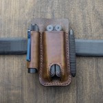 EDC Genuine Leather Multitool Flashlight Pen Organizer Gear Sheath Waist Belt Bag