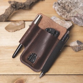 EDC Genuine Leather Multitool Flashlight Pen Organizer Gear Sheath Waist Belt Bag
