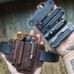 EDC Genuine Leather Multitool Flashlight Pen Organizer Gear Sheath Waist Belt Bag