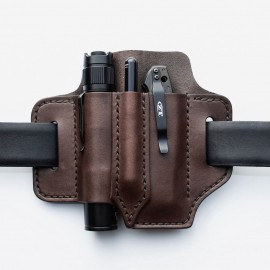 EDC Genuine Leather Multitool Flashlight Pen Organizer Gear Sheath Waist Belt Bag