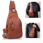 Ekphero Men Genuine Leather Shoulder Bag Vintage Chest Bags Crossbody Bags