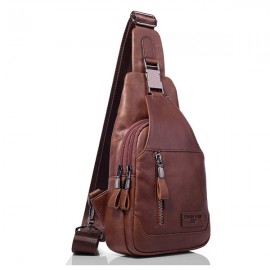 Ekphero Men Genuine Leather Shoulder Bag Vintage Chest Bags Crossbody Bags